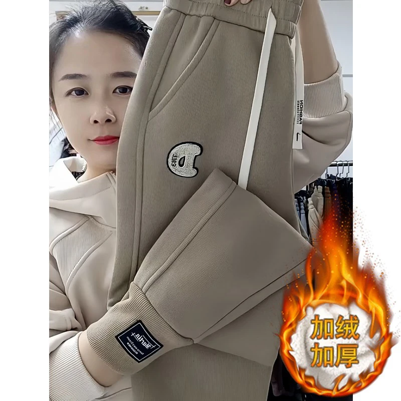 秋冬加绒裤子女士束脚休闲裤2024爆款小个子妈妈宽松百搭哈伦卫裤