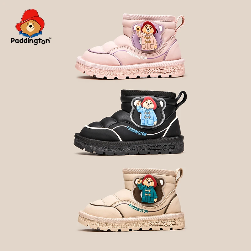 帕丁顿熊冬季新款加绒加厚儿童雪地靴保暖舒适防水防滑锁温童靴