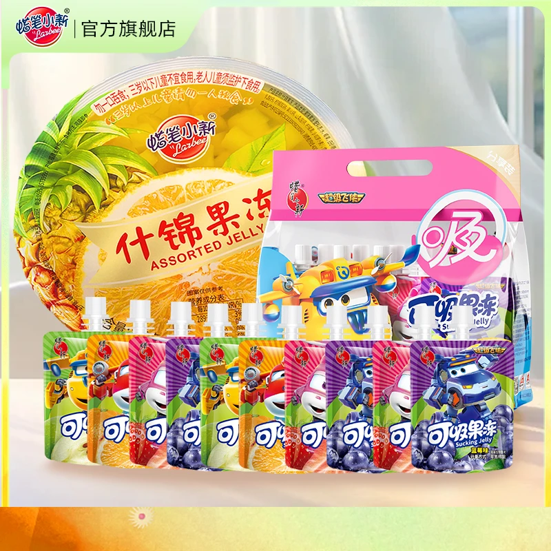 蜡笔小新 4斤什锦大果冻+超级飞侠联名可吸果冻爆款组合儿童零食