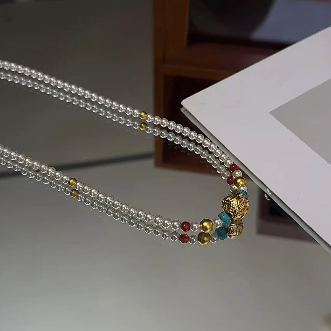 082 八方来财小众百搭新中式项链锁骨链毛衣链