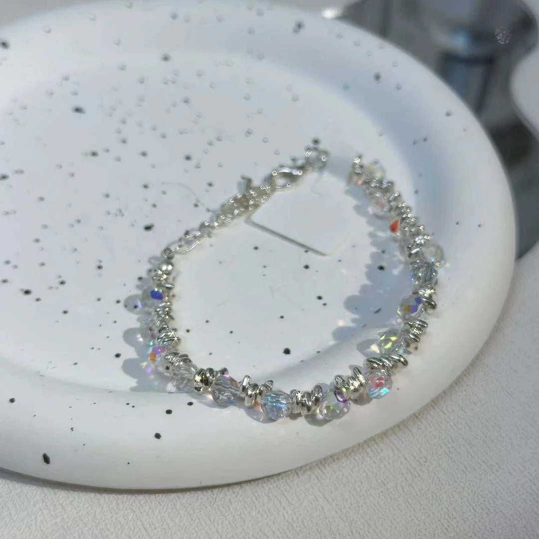 合金亚克力手链 037魔幻极光多彩水晶碎银手链小众高级感ins