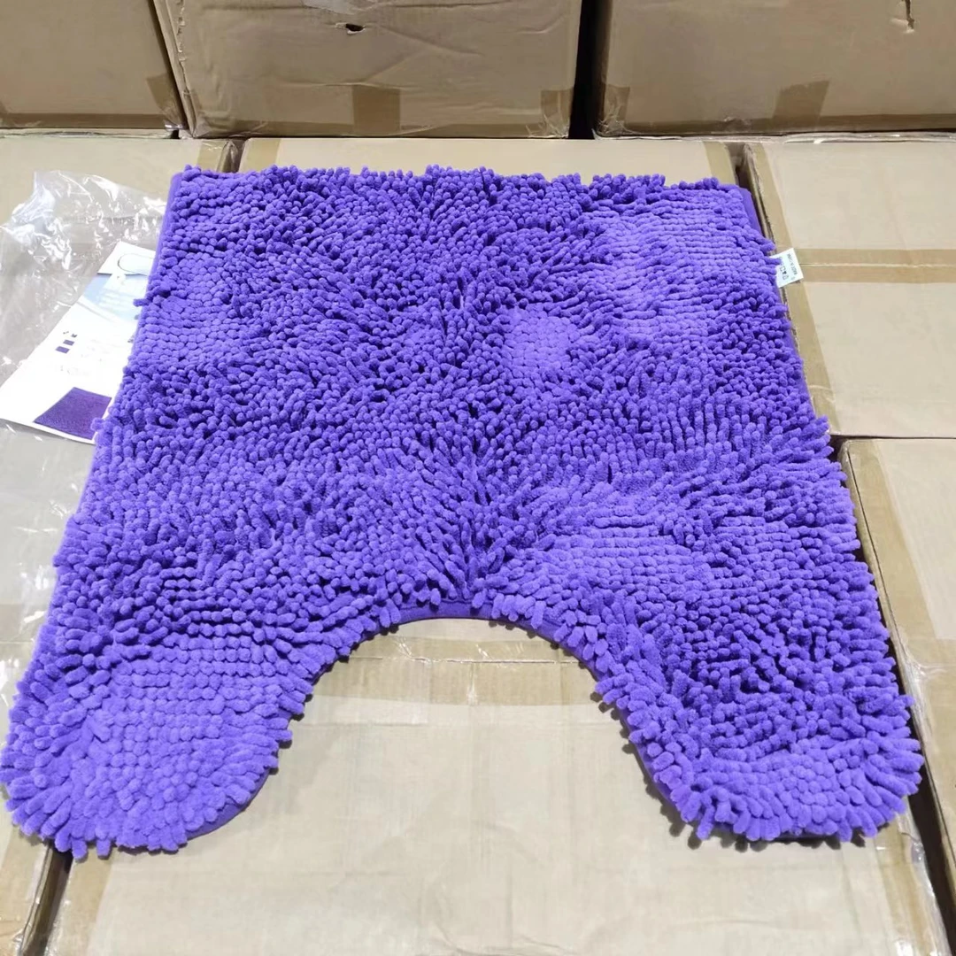 粗毛！雪尼尔U型马桶地垫–丁香紫 53*60