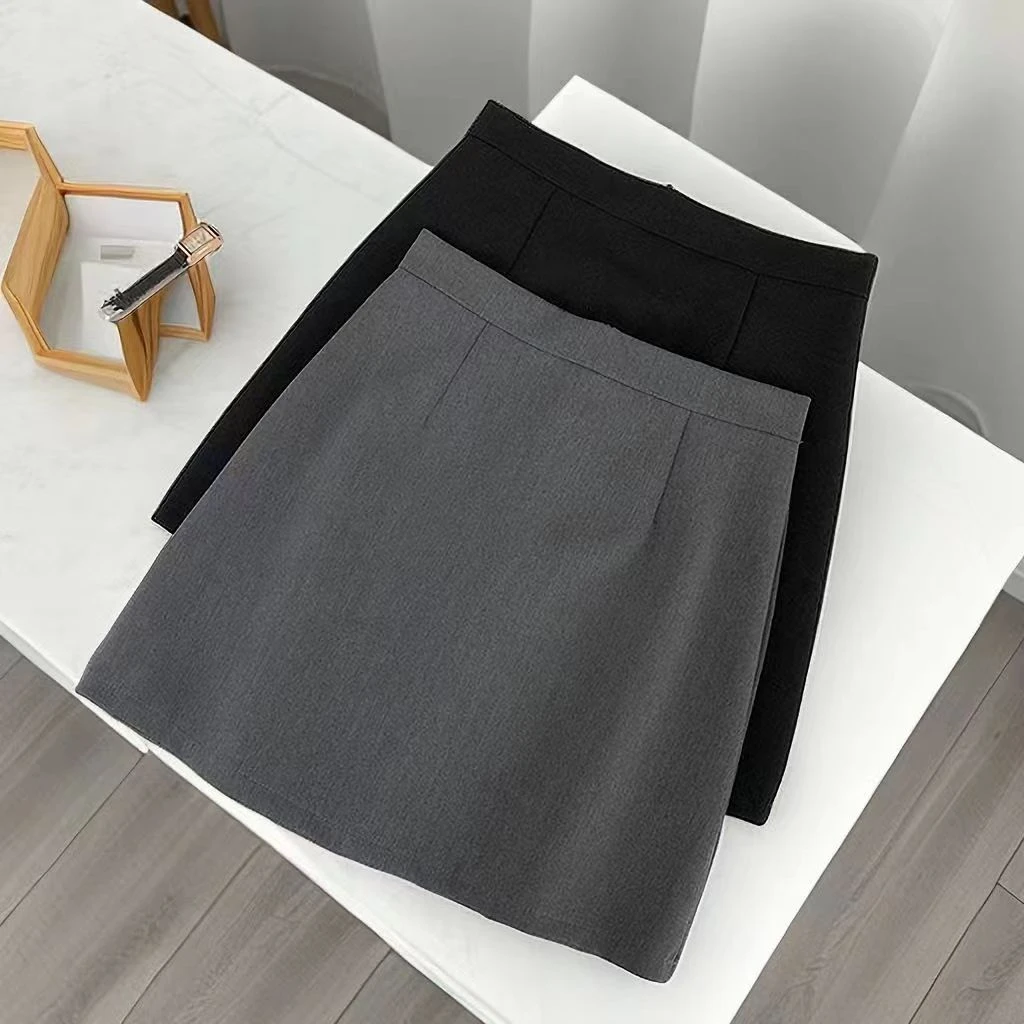 黑色短裙女夏2025新款高腰显瘦工作职业半身裙防走光包臀西装a字