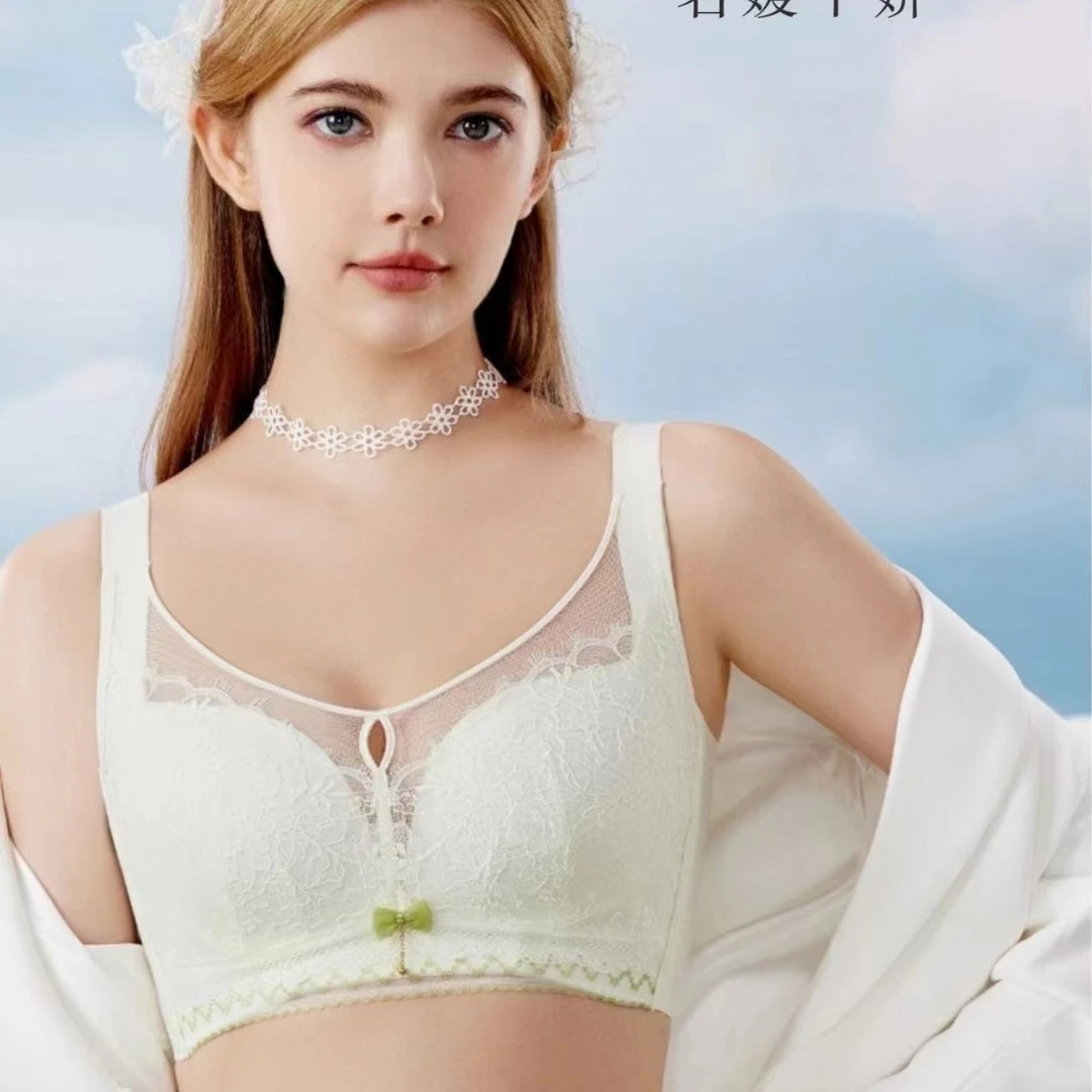 无钢圈大胸显小调整型收副乳超薄内衣聚拢防下垂无磁透气蕾丝2783