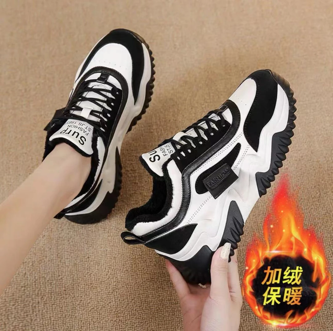 【小扬哥优选】真皮老爹鞋女新款加绒时尚女鞋运动鞋显脚小舒适防