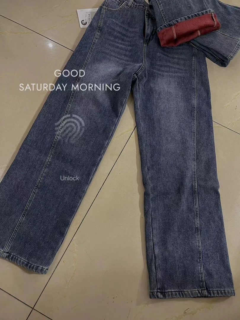 【WJ】秋款  玉  20039   时尚加绒牛仔裤 （3-6）