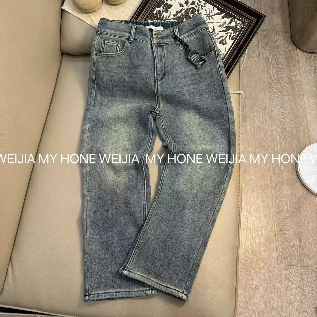 【WJ】秋冬款 玉   69296  两色加绒烟管裤  （32-40）