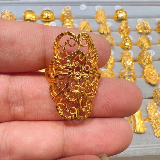 铜合金戒指 037新款气质时尚休闲百搭轻奢可调节金色国潮风戒指