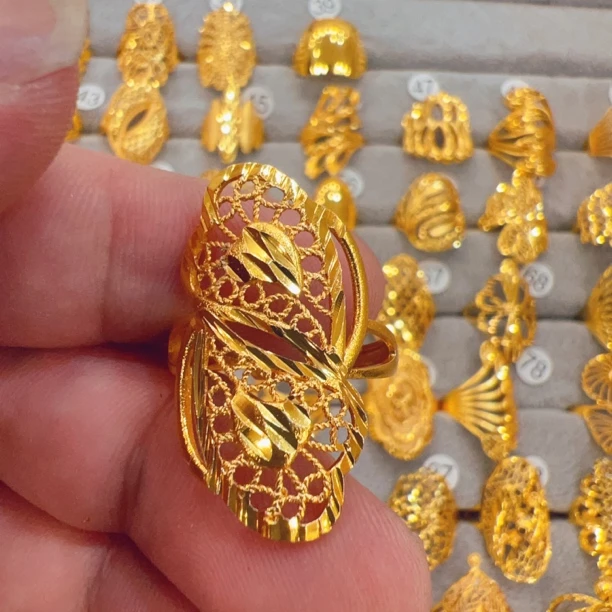 铜合金戒指 066新款气质时尚休闲百搭轻奢可调节金色国潮风戒指