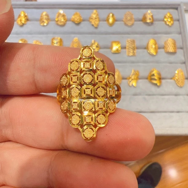 铜合金戒指 025新款气质时尚休闲百搭轻奢可调节金色国潮风戒指