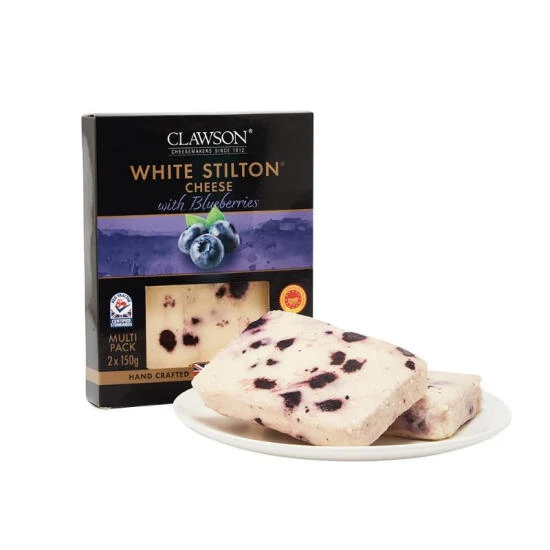 CLAWSON 英国进口 蓝莓风味白色斯蒂尔顿甜品奶酪（再制奶酪）150克x2