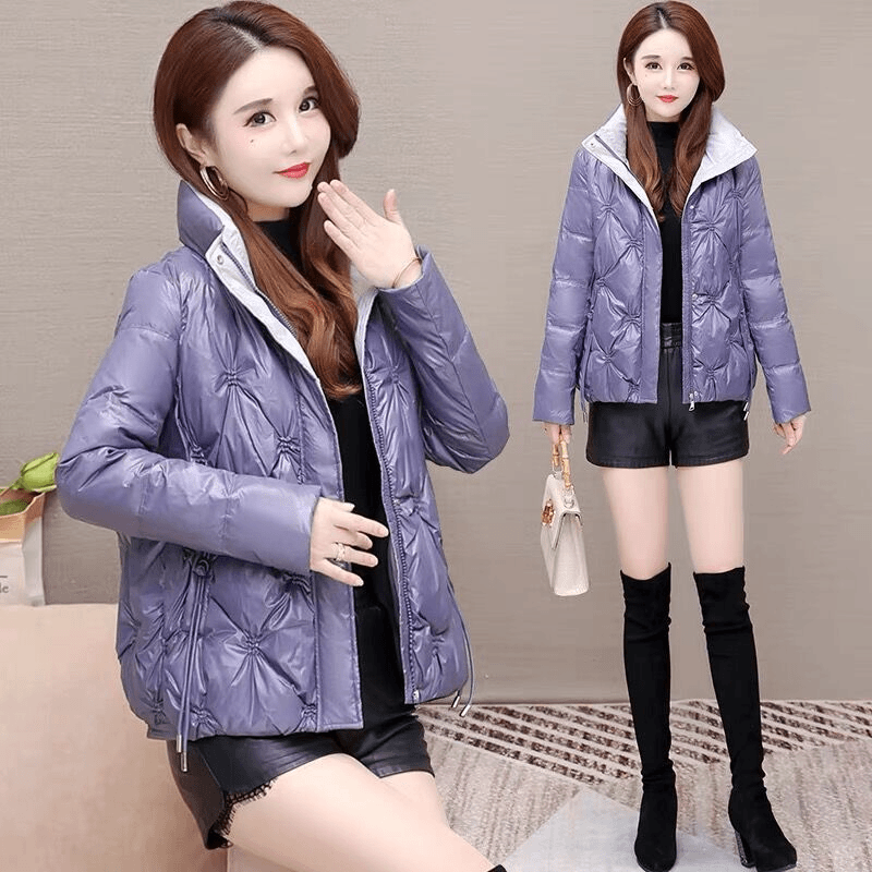 亮面免洗羽绒服女短款20233新款韩版棉衣加厚冬季小个子棉