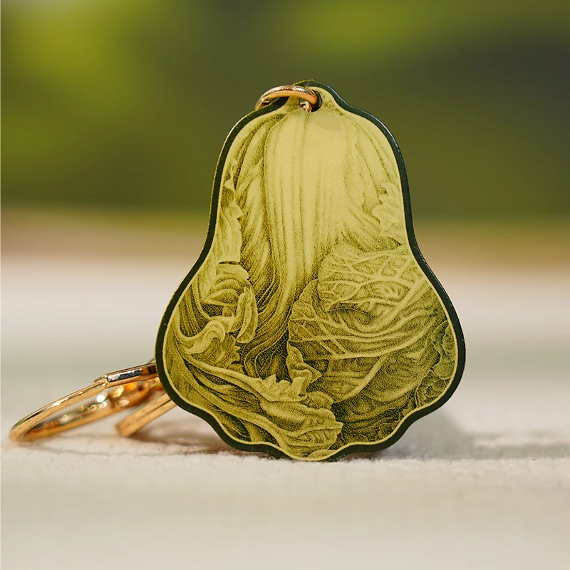 《白菜如意》装裱钥匙扣配饰铜彩烧黄铜挂饰小挂件