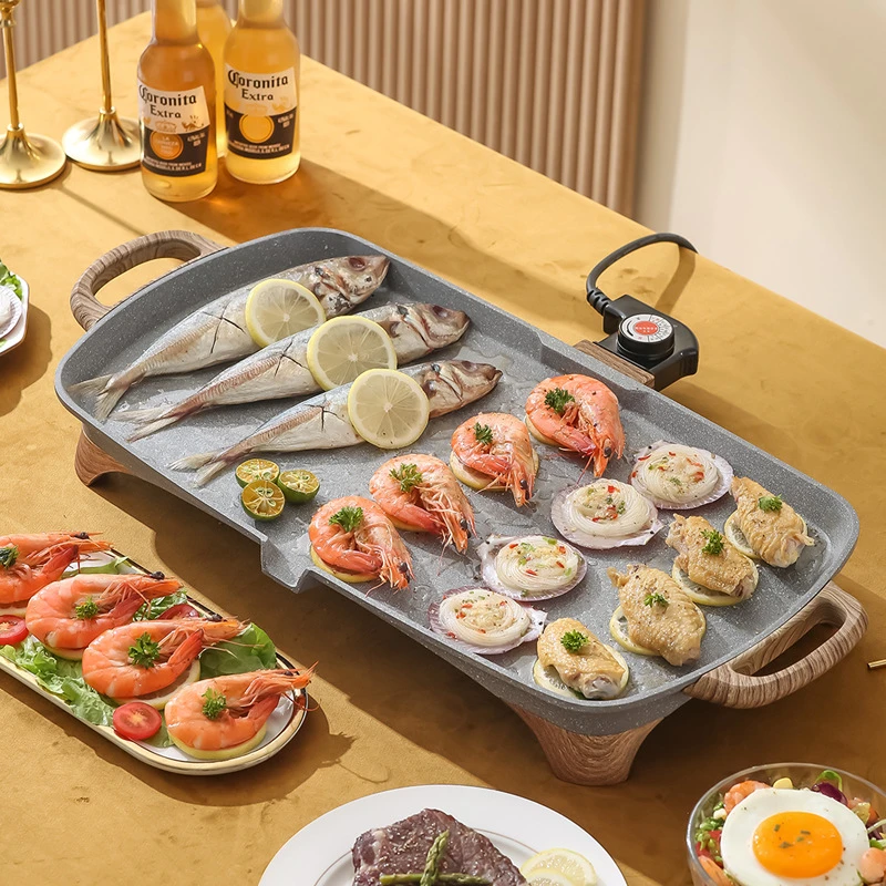 烧烤炉家用电烤炉多功能烤肉锅不沾麦饭石板无烟韩式烤肉盘电烤盘