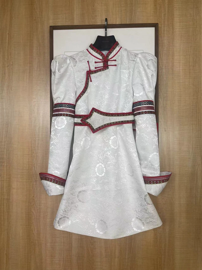 女装春秋款女士蒙古袍中长款袍子