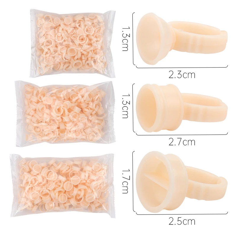 300个批发嫁接睫毛辅助工具滴胶水硅胶戒指杯 纹绣色料杯耗材用品