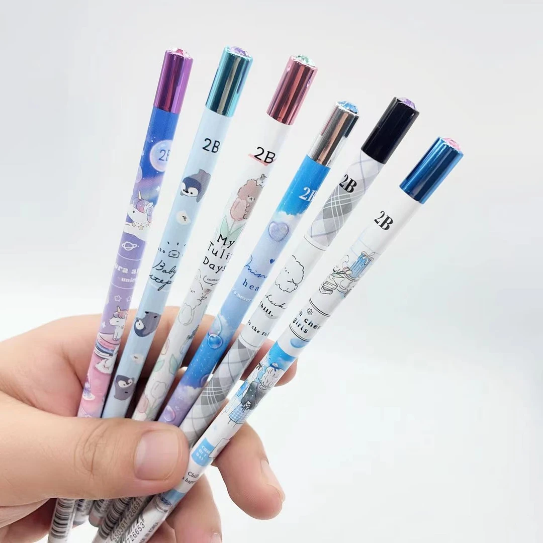 日本KAMIO可爱独角兽创意钻石笔头铅笔学生木杆2B素描铅笔