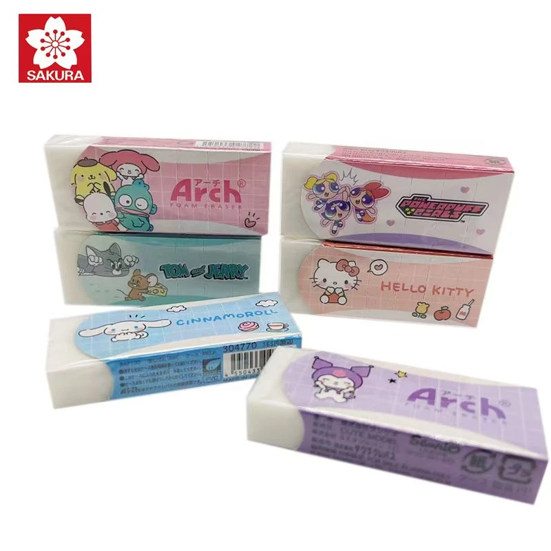 日本SAKURA樱花限定款微笑三丽鸥猫和老鼠飞天小女警分段式橡皮擦