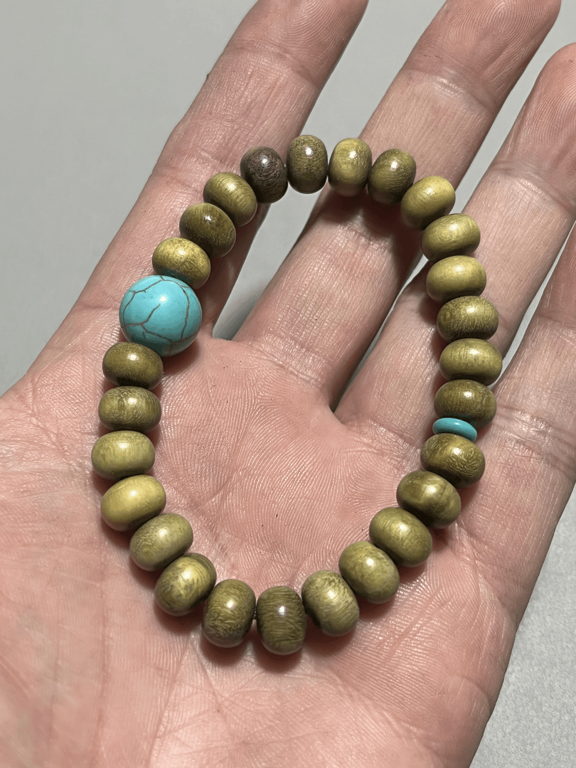 A434绿檀木 0.9算盘珠单圈小手串