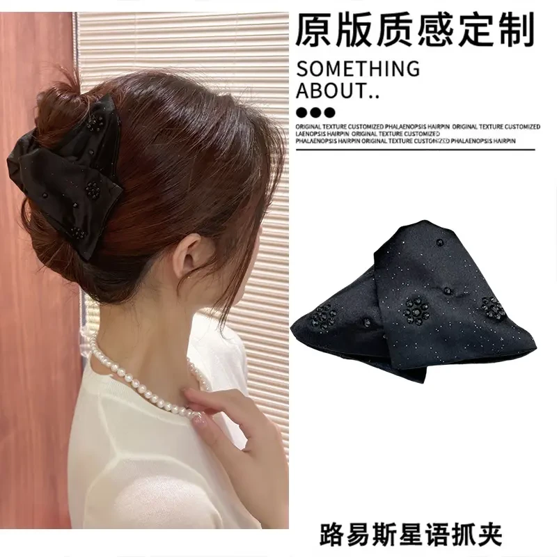 路易斯星语抓夹黑色气质优雅时尚百搭后脑勺赫本风轻奢法式发夹