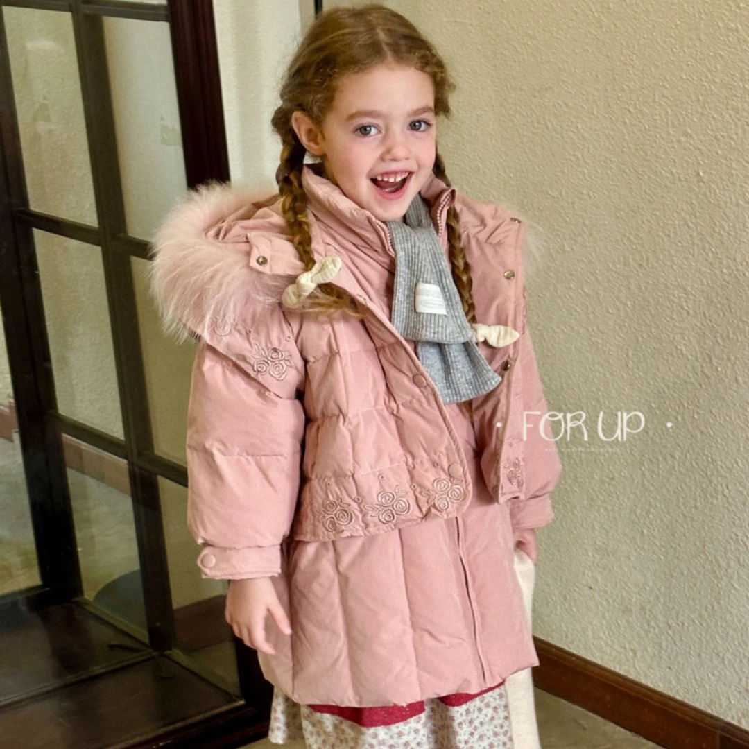 234-FU-63001酱果色  FORUP法式德琳维斯玫瑰庄园羽绒服童装冬季