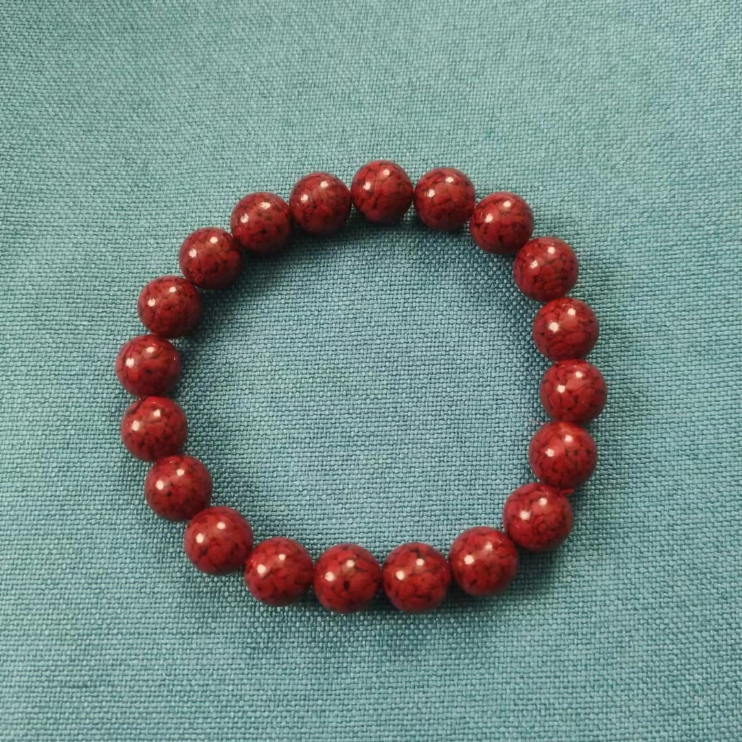 含辰砂工艺品【玉美人】朱砂圆珠手串卡10左右（拍一发一多样性发货）
