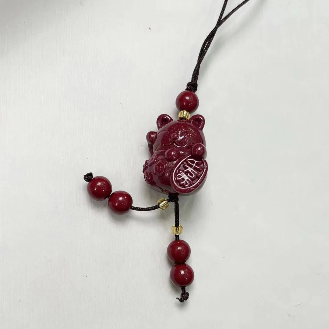 含辰砂工艺品朱砂招财猫手机链（拍一发一多样性发货）