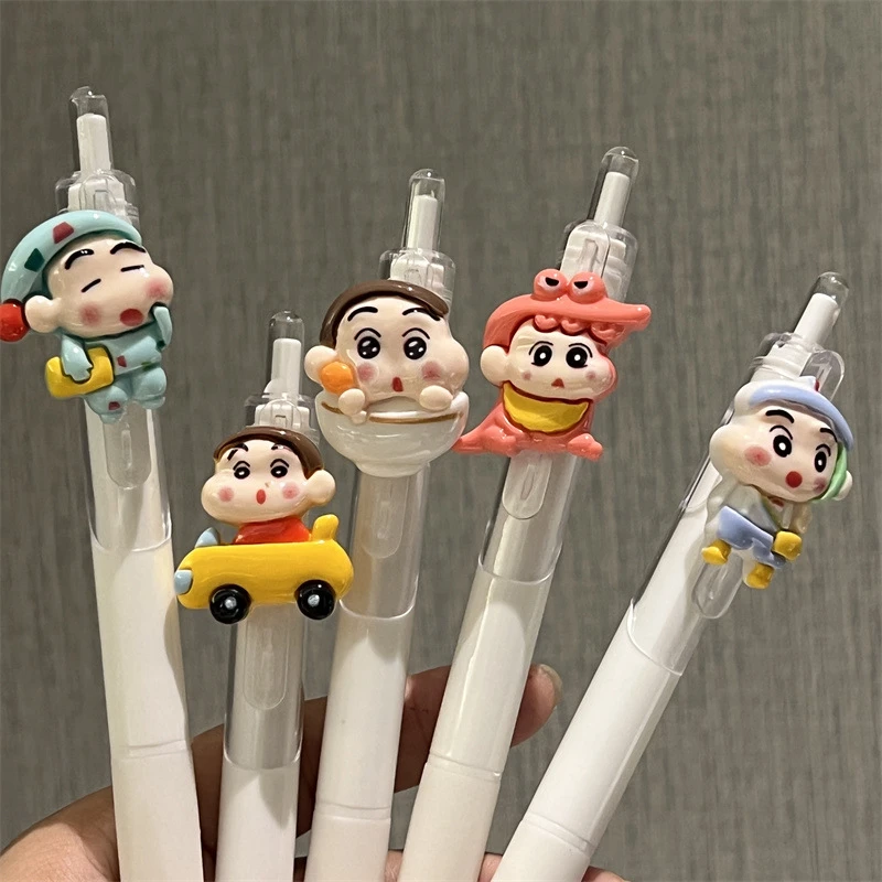 蜡笔小新可爱按动笔高颜值卡通中性笔少女心签字笔速干顺滑刷题笔
