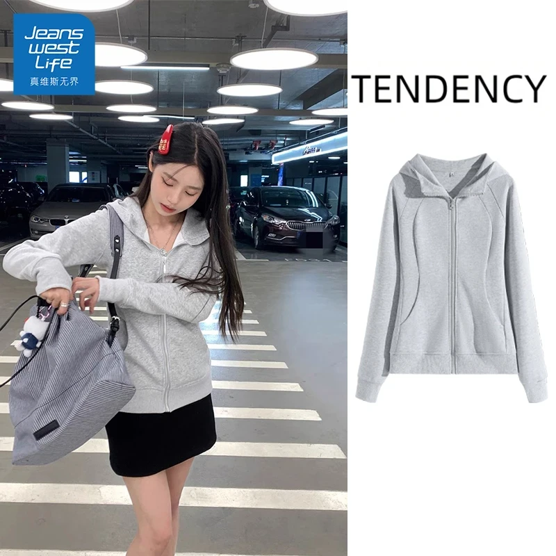 真维斯无界修身连帽上衣女外套卫衣春秋款显瘦三季可穿长袖薄款潮