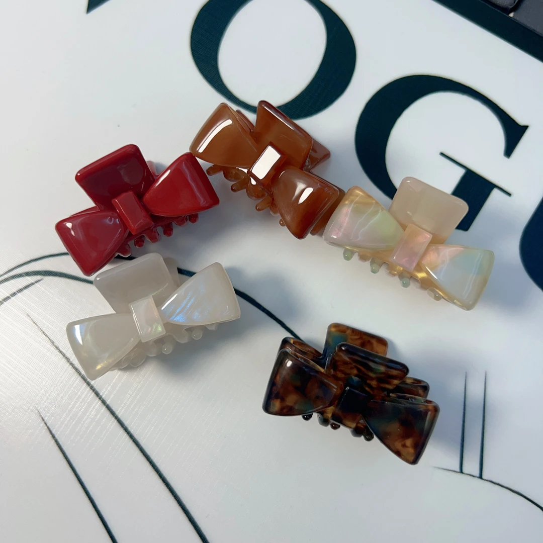 醋酸蝴蝶结半扎刘海鲨鱼夹子女后脑勺盘发夹小号发卡高级感头饰