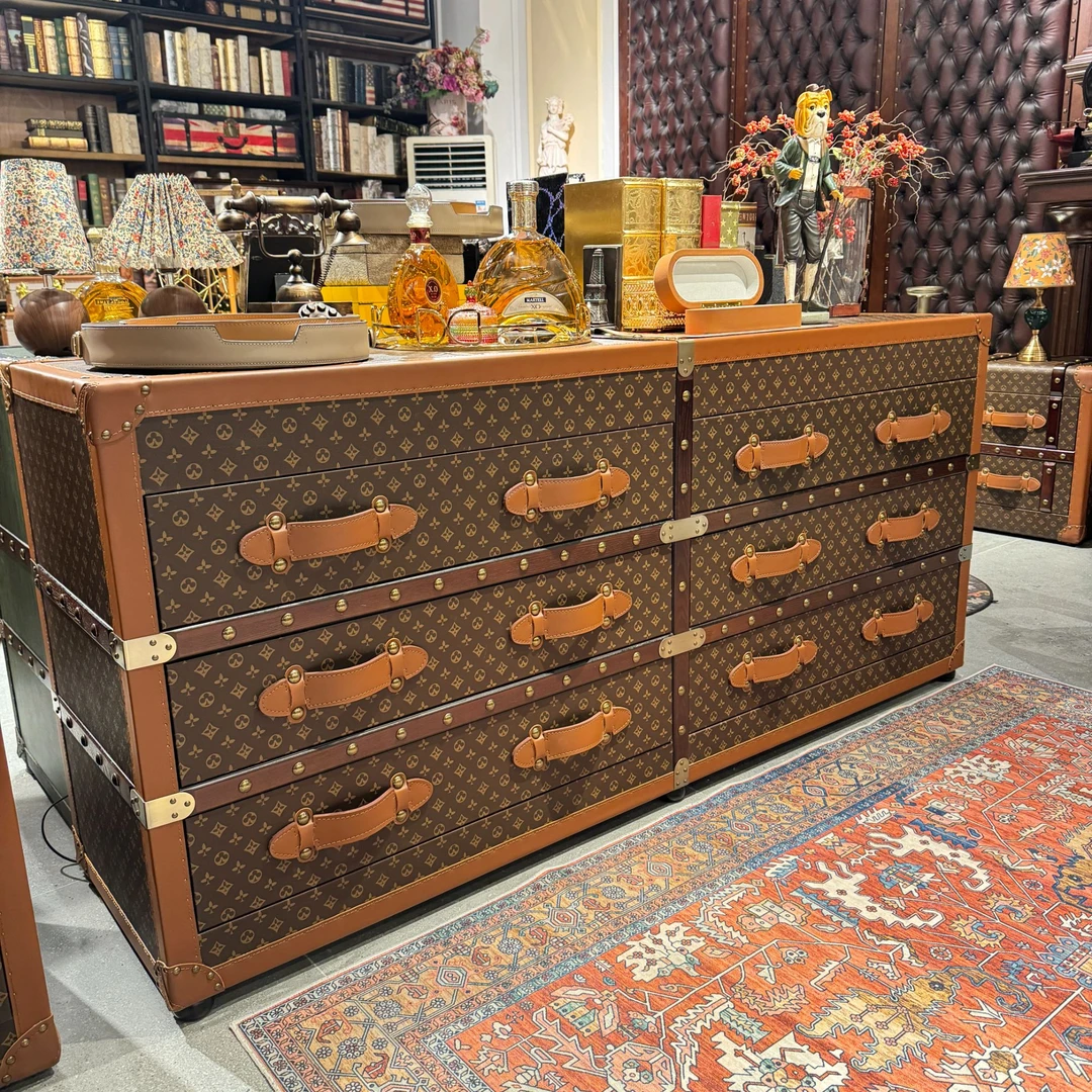 老花色六斗柜复古餐边柜电视柜大容量 190*50*88cm