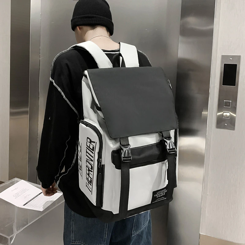 新品2023新款双肩包男多功能时尚韩版学生书包户外旅行耐磨牛津布