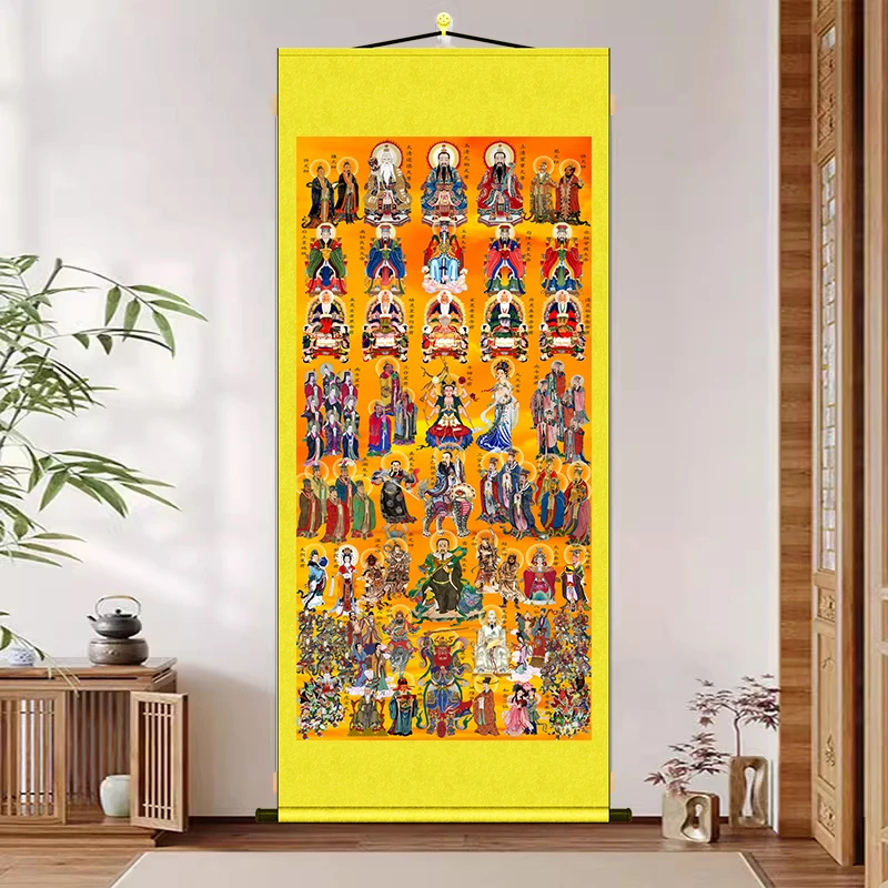 全堂佛画像128位全仙家卷轴挂画六丁六甲神像画道场祈福装饰画