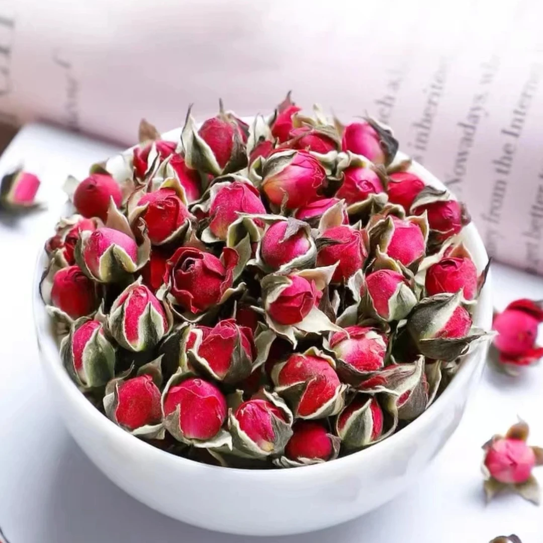 玫瑰花茶金边玫瑰玫瑰干花蕾瓶装泡水泡茶100g