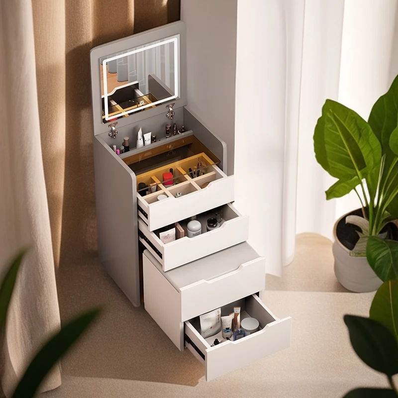 网红梳妆台现代简约多功能翻盖桌子卧室小户型收纳柜化妆台奶油风