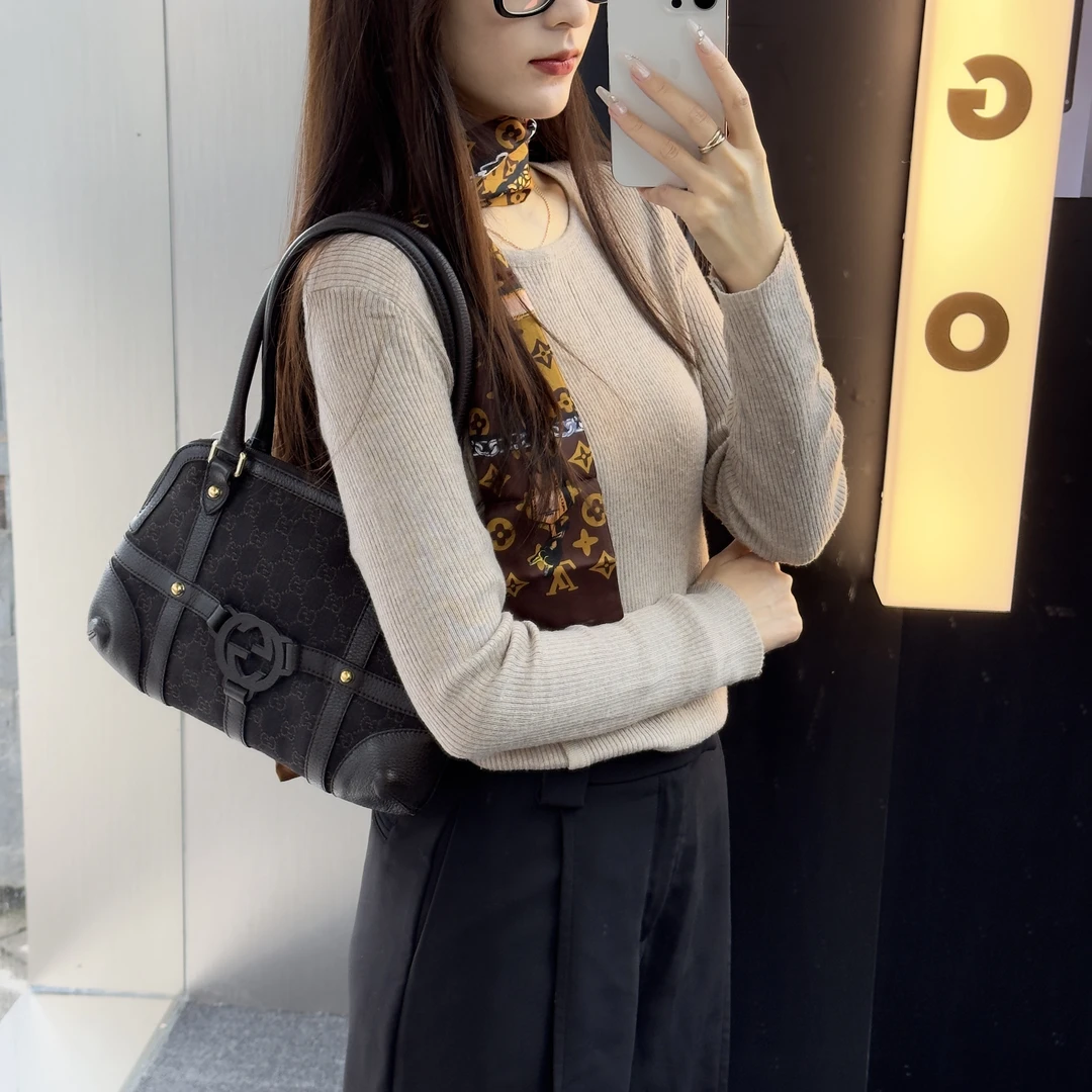95新 GUCCI/古驰 JM265古驰黑色手提包