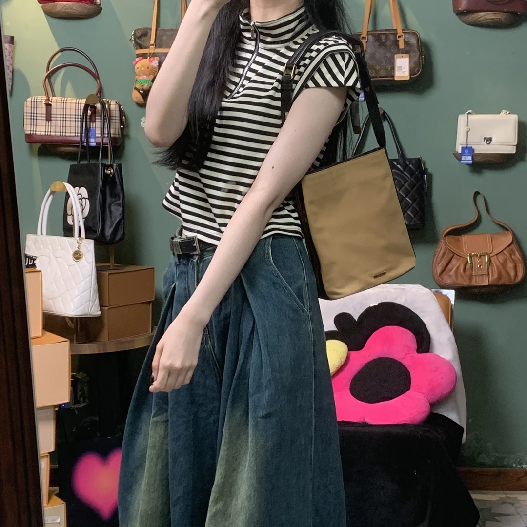95新 GUCCI/古驰 H266卡其色水桶单肩包