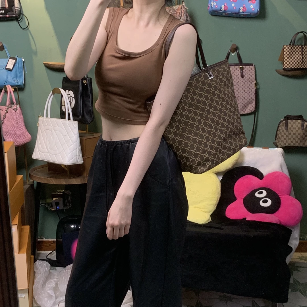 95新 GUCCI/古驰 E967 老花时尚女款腋下托特包