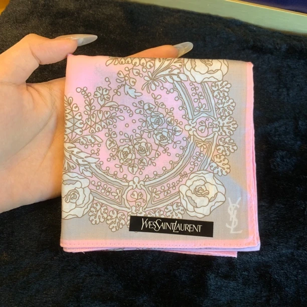 99新 YSL/圣罗兰 sj53/ysl淡粉边花卉丝巾