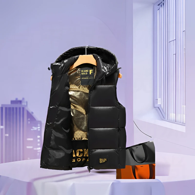 马夹男款马甲2024新款黑金秋冬季男士加厚潮流大码外穿马甲外套
