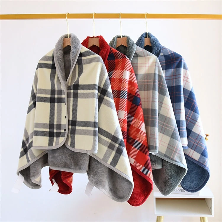 颈肩保暖披肩秋冬护颈加绒加厚斗篷披风办公室午睡多功能宝宝盖毯