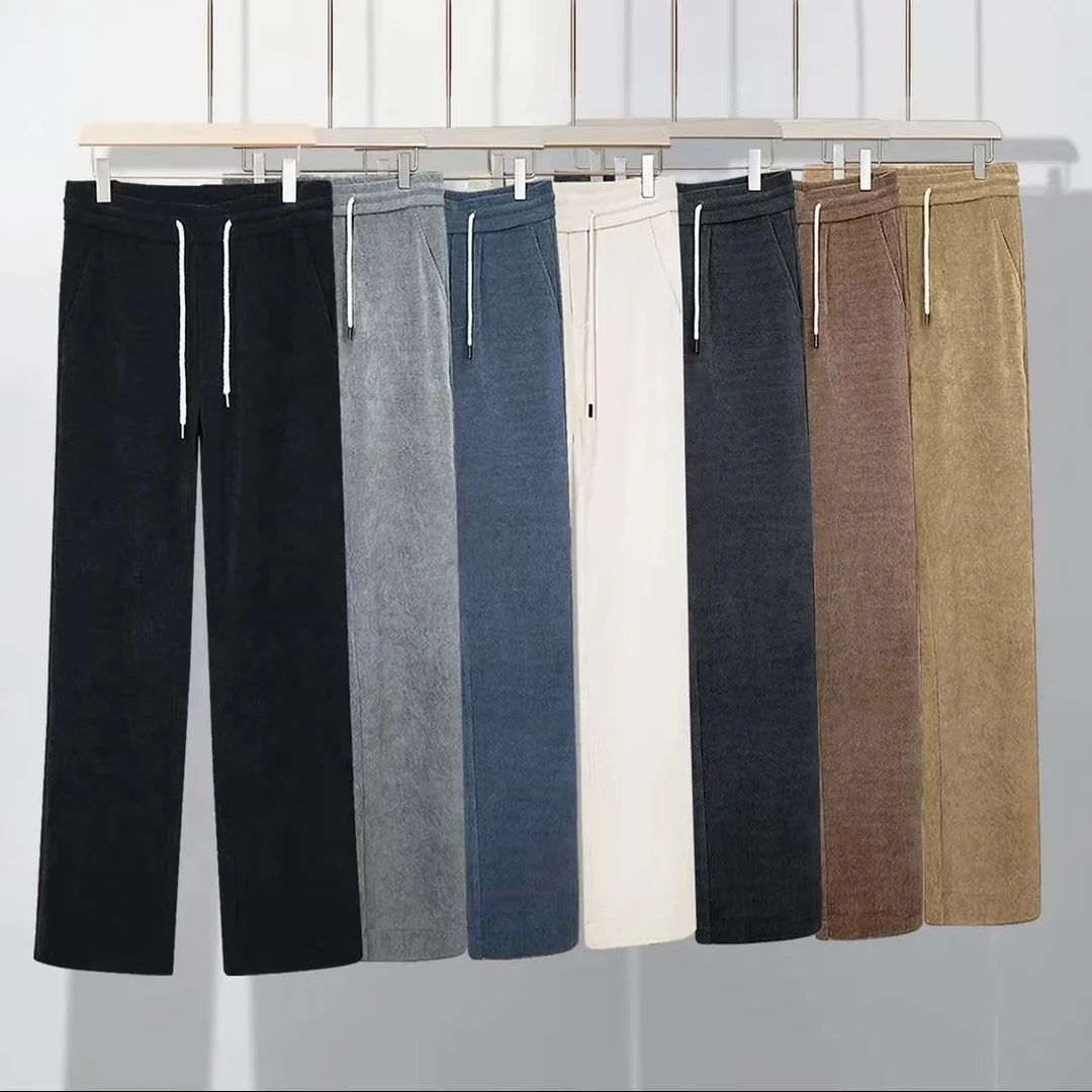 秋冬加绒加厚灯绒芯男士保暖阔腿潮流休闲裤大码春秋青春直筒裤