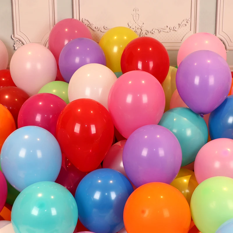 加厚圆形七彩色气球生日圣诞节学校装饰用品场景派对布置红色批发