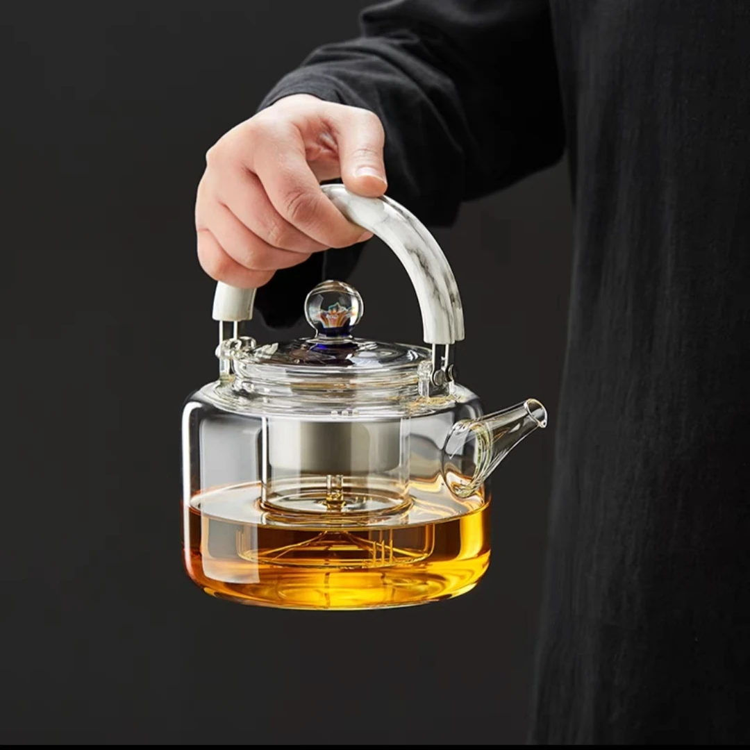 新羽手工新款理石纹1200毫升大容量蒸茶煮茶泡茶电陶炉专用壶