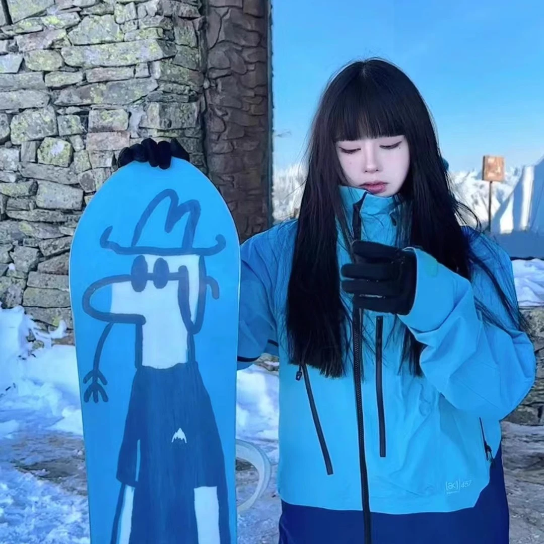 上官飒现货23款457蓝色拼接上衣滑雪服防水冬季滑雪衣潮流防寒