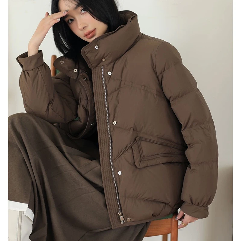 冬季新款时尚白鸭绒短款羽绒服加厚保暖显瘦羽绒外套女23355