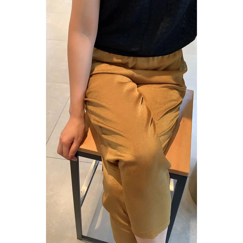 夏季新款垂坠感裤子宽松显瘦休闲裤时尚百搭九分裤女夏薄款23185