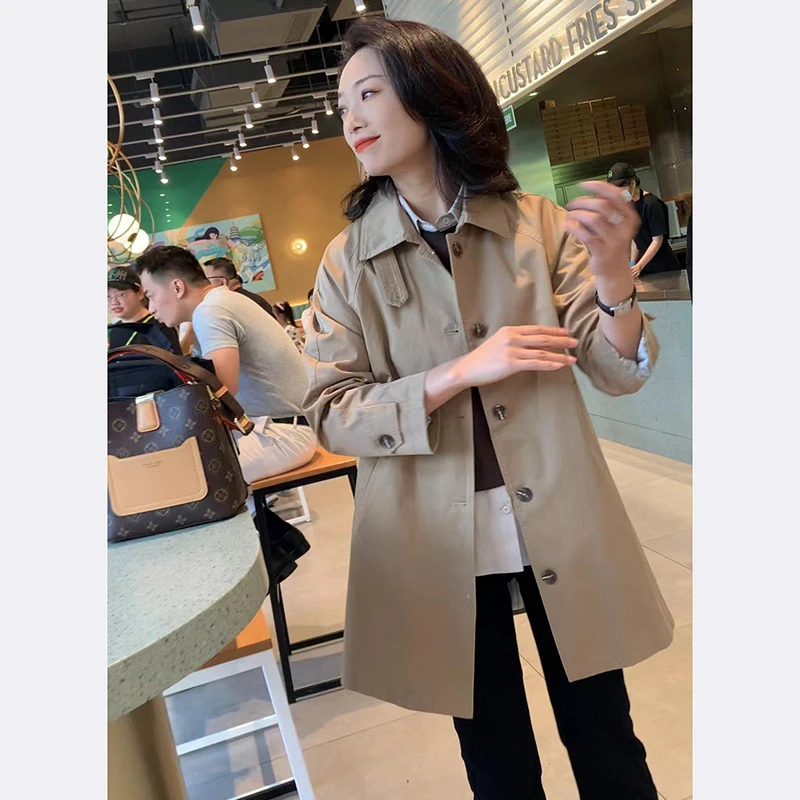 春秋季新款气质中长款英伦风百搭韩版休闲风衣外套女23238