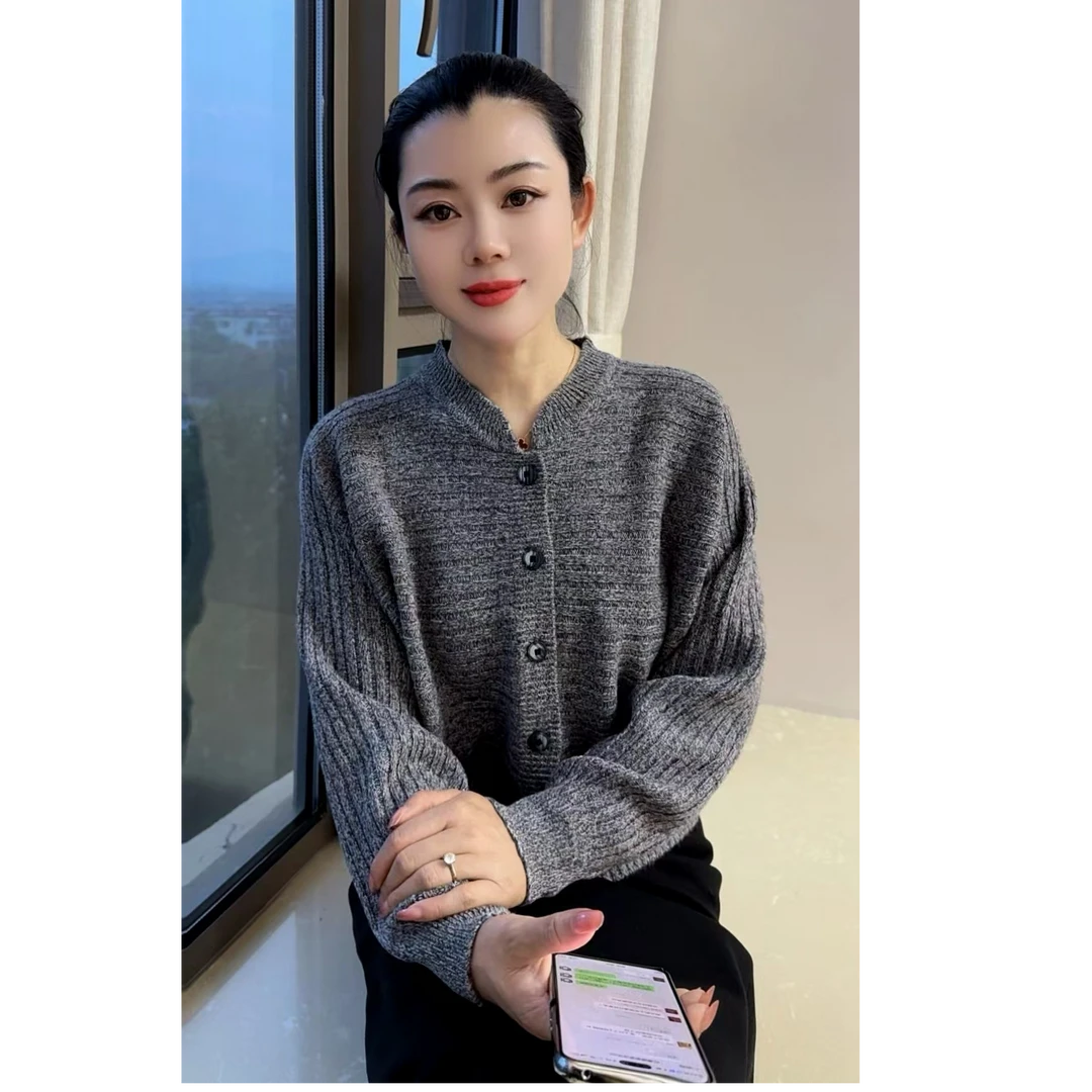 针织衫 长袖休闲时尚百搭开衫纯色打底衫针织衫9903-2