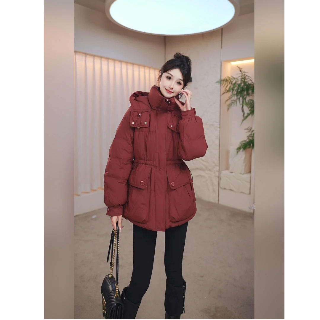 鸭鸭羽绒服女24年秋冬季新款常规连帽时尚休闲防风保暖鸭绒厚外套